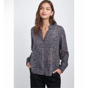 Rails Josephine grey cheetah print button-down shirt size XS